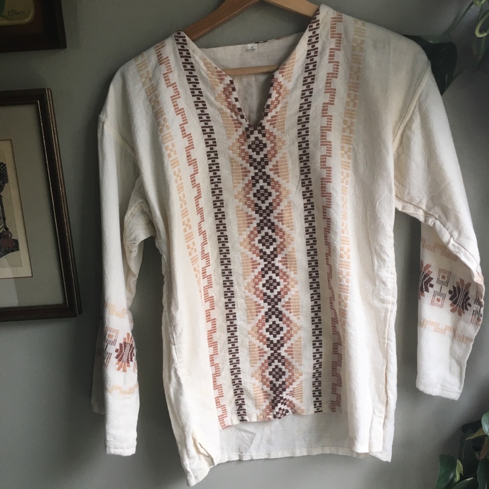 Cotton pullover peasant Guatemalan embroidered top